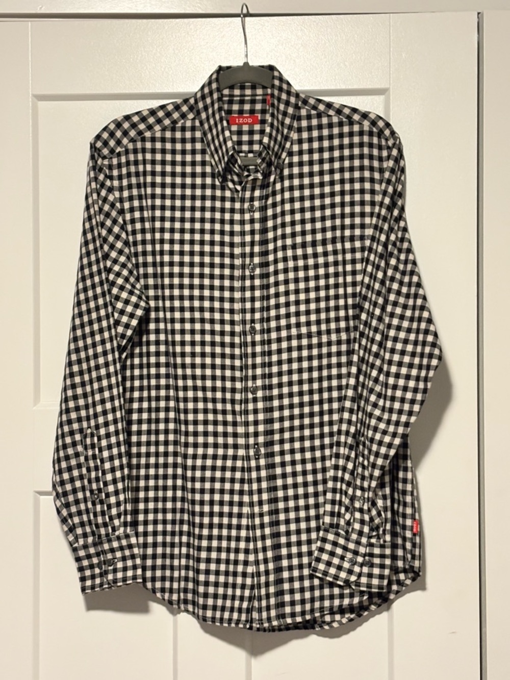 Izod Black and White Gingham Button-Down Shirt